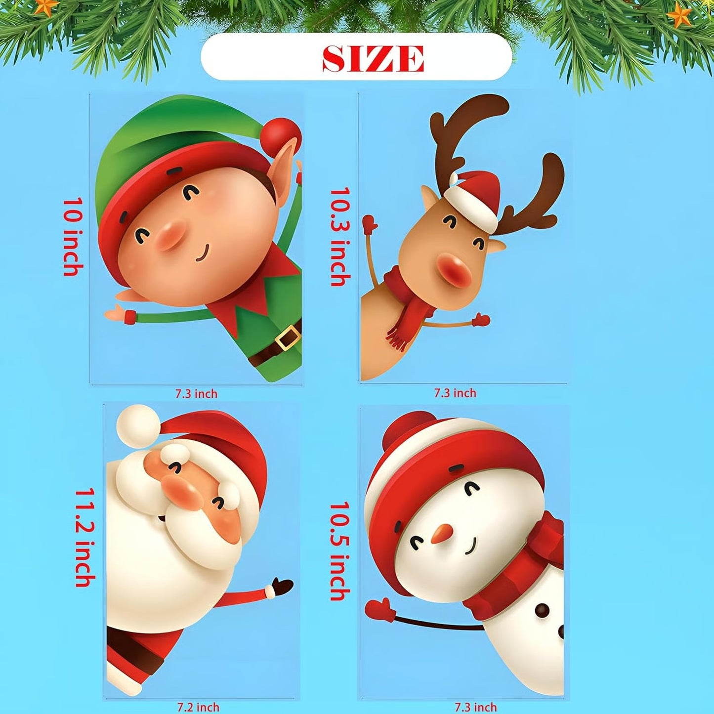 Santa Claus Reindeer Gift Window Decoration