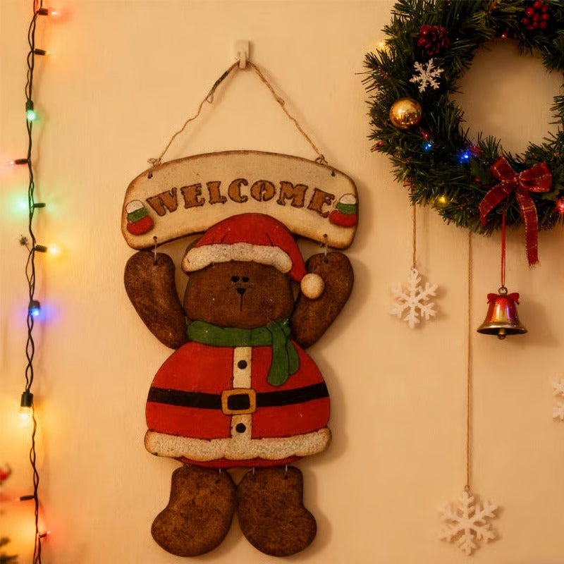 🎅🧸 Santa Bear Welcome Sign