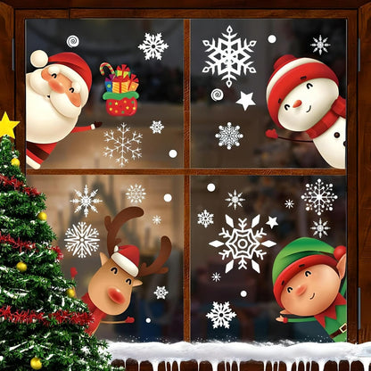 Santa Claus Reindeer Gift Window Decoration