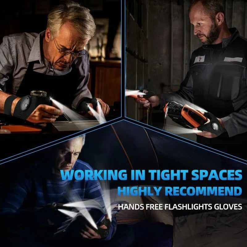 🔥🔥Hands-Free LED Half Finger Gloves