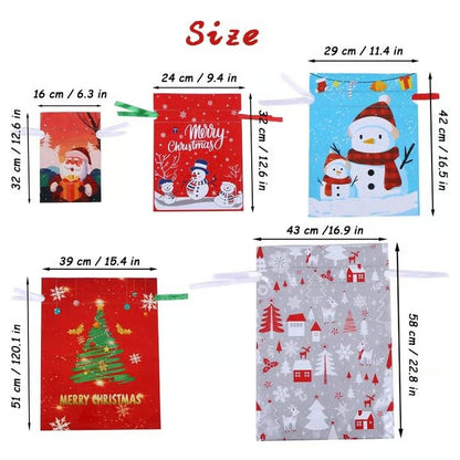 Reusable Drawstring Christmas Gift Bags