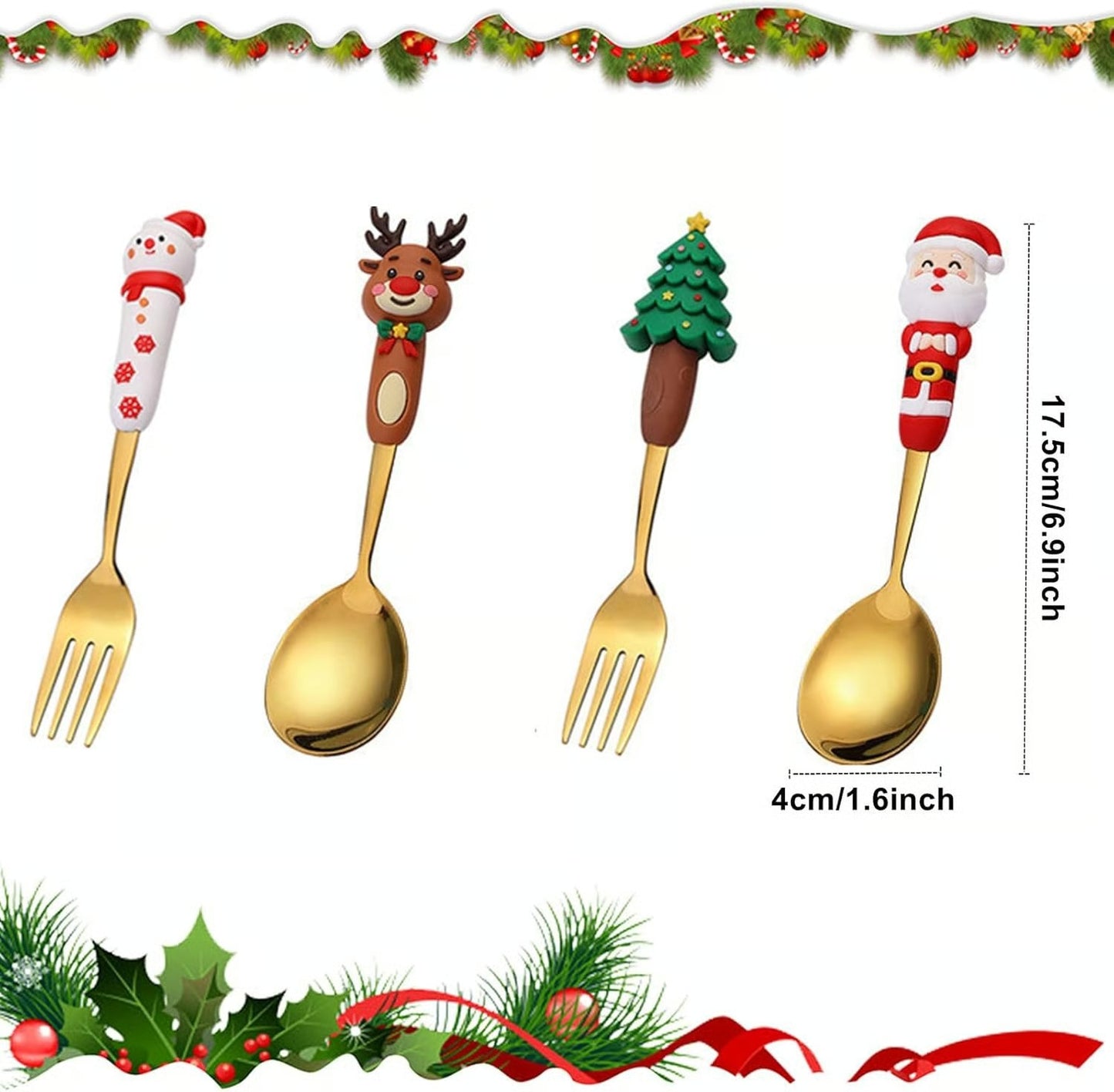4Pcs Christmas Spoon Set