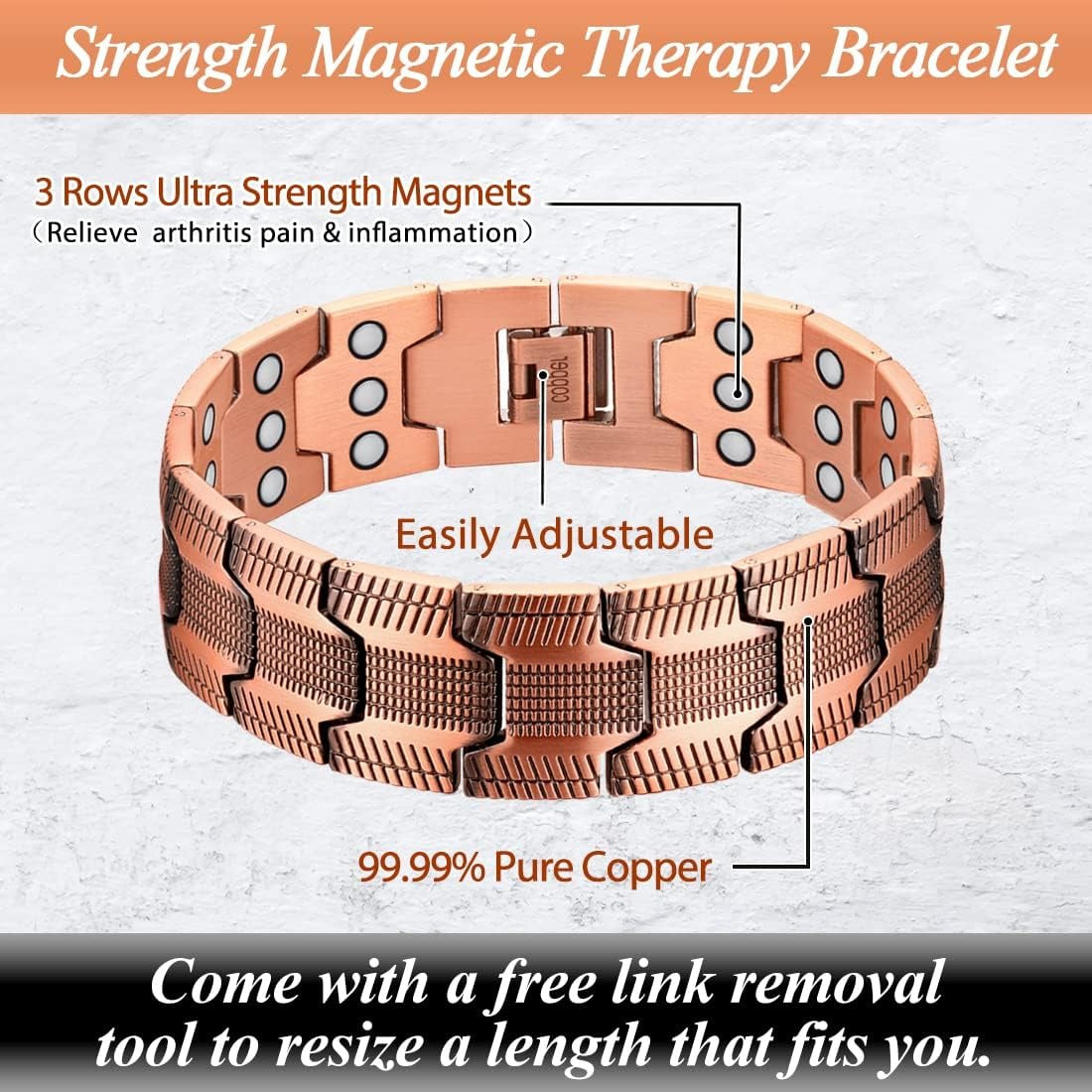Red Copper Magnetic Therapy Bracelet
