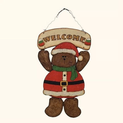 🎅🧸 Santa Bear Welcome Sign