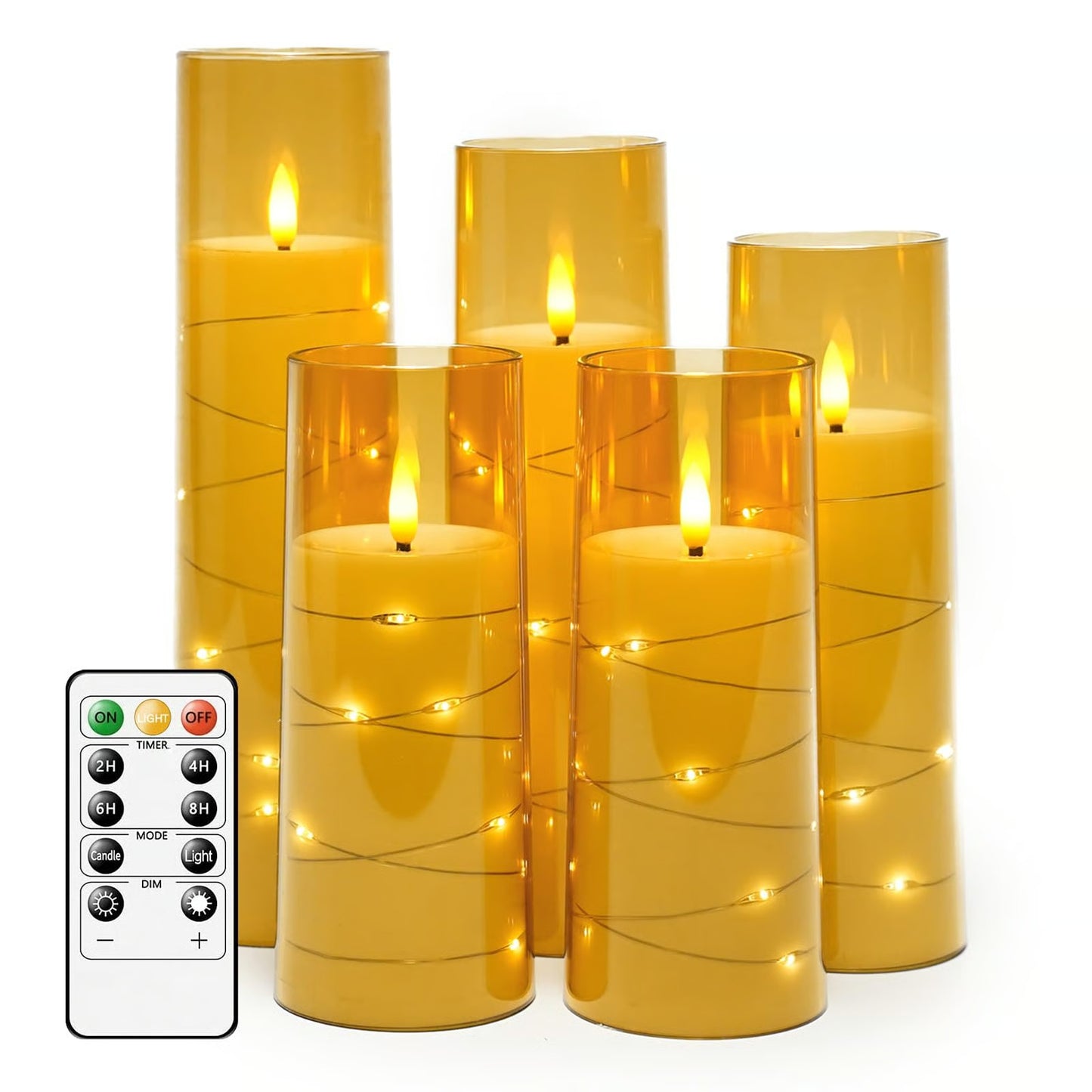 Flameless LED Candles with Embedded Star String