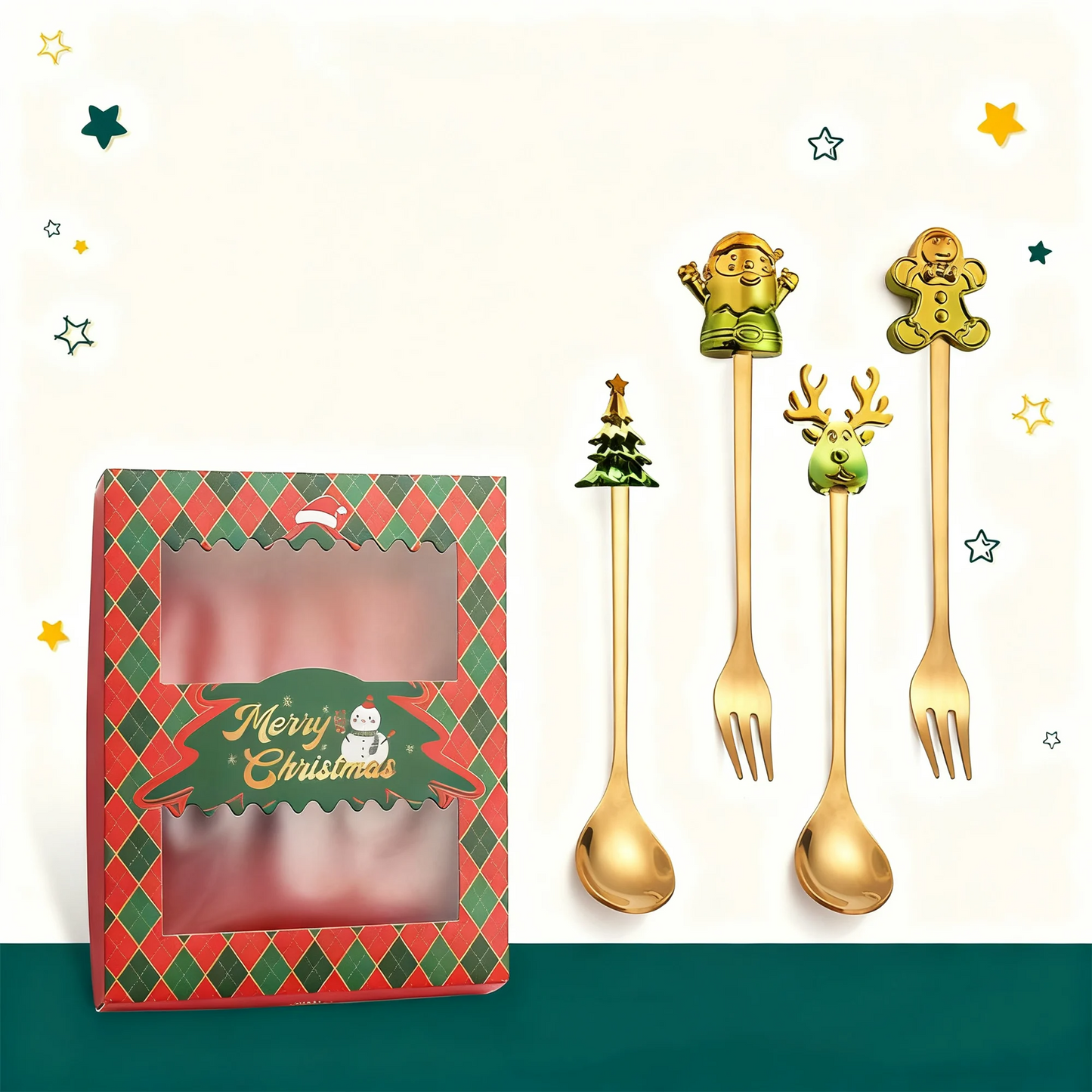 4Pcs Christmas Spoon Set