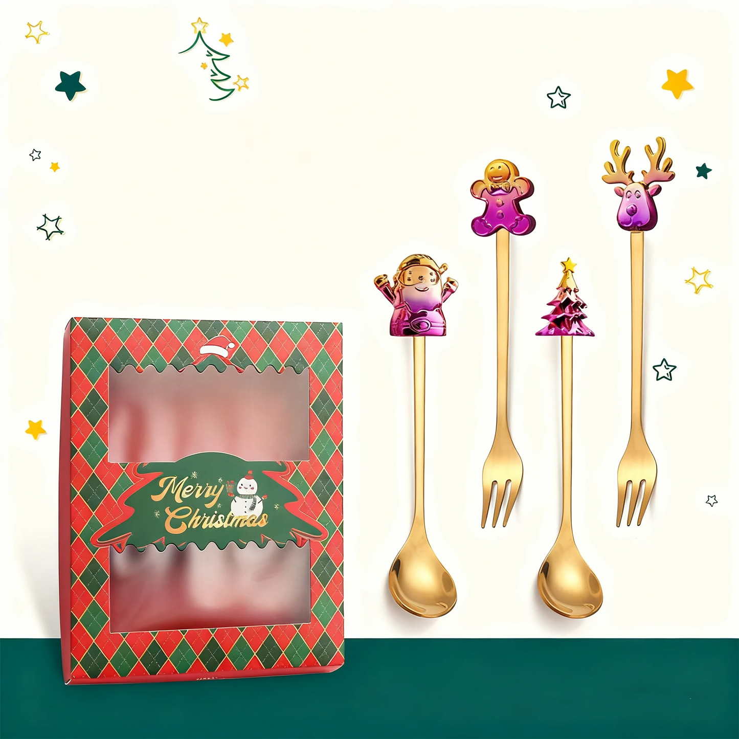 4Pcs Christmas Spoon Set