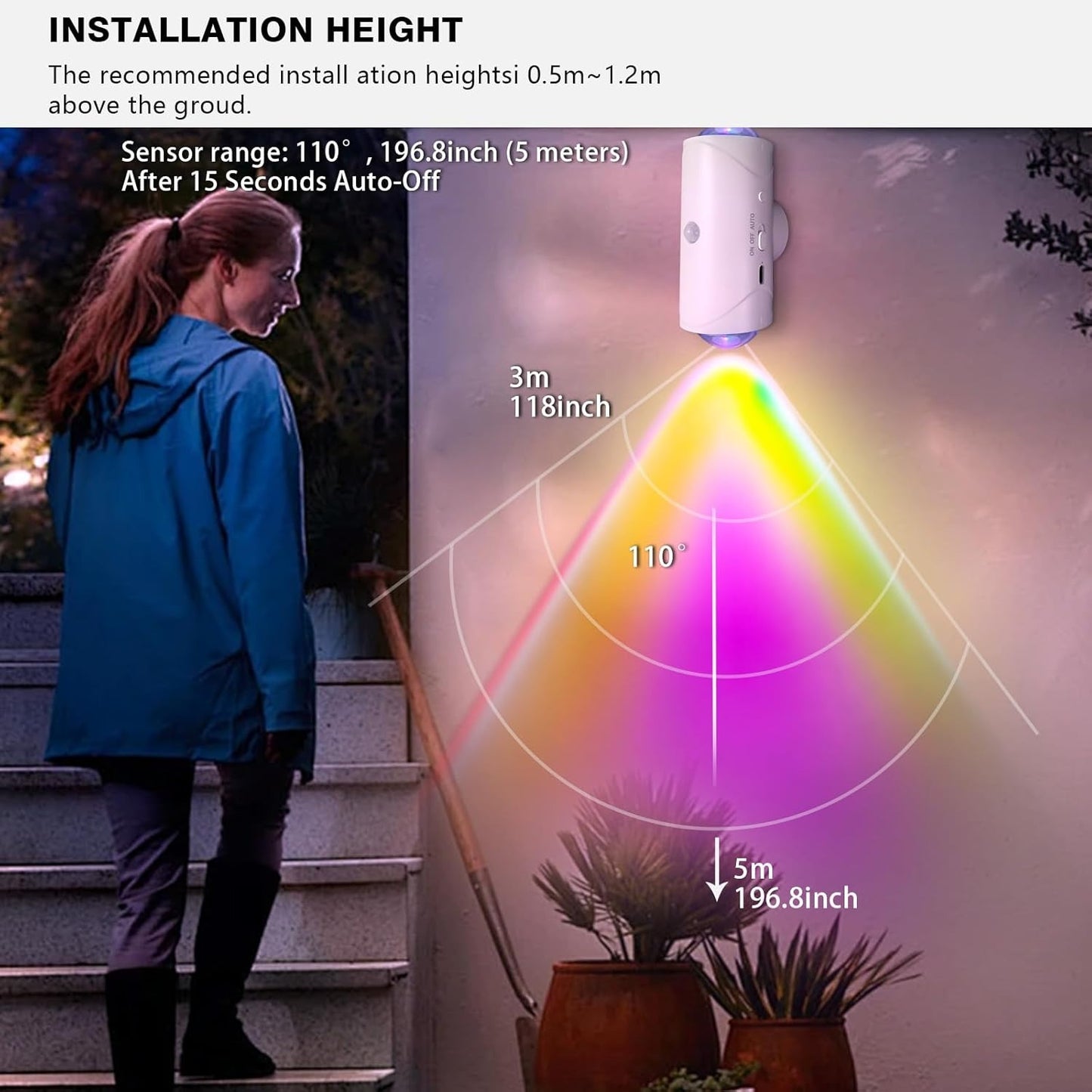 Seven-color Gradient Sensor Wall Lamp