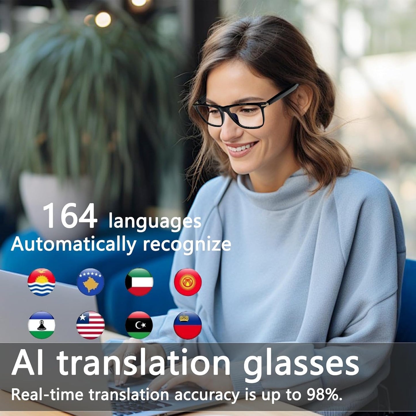 AI Interpretation Smart Glasses with 160 Languages