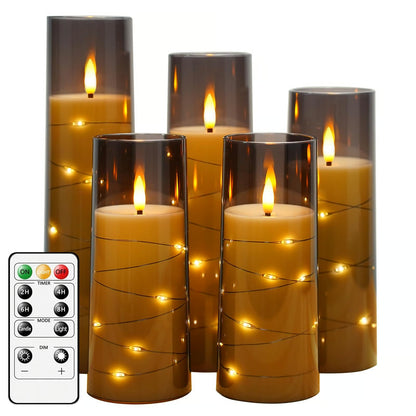 Flameless LED Candles with Embedded Star String