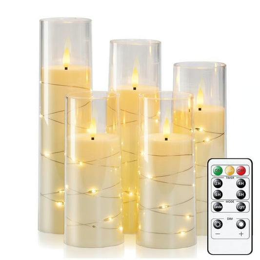Flameless LED Candles with Embedded Star String