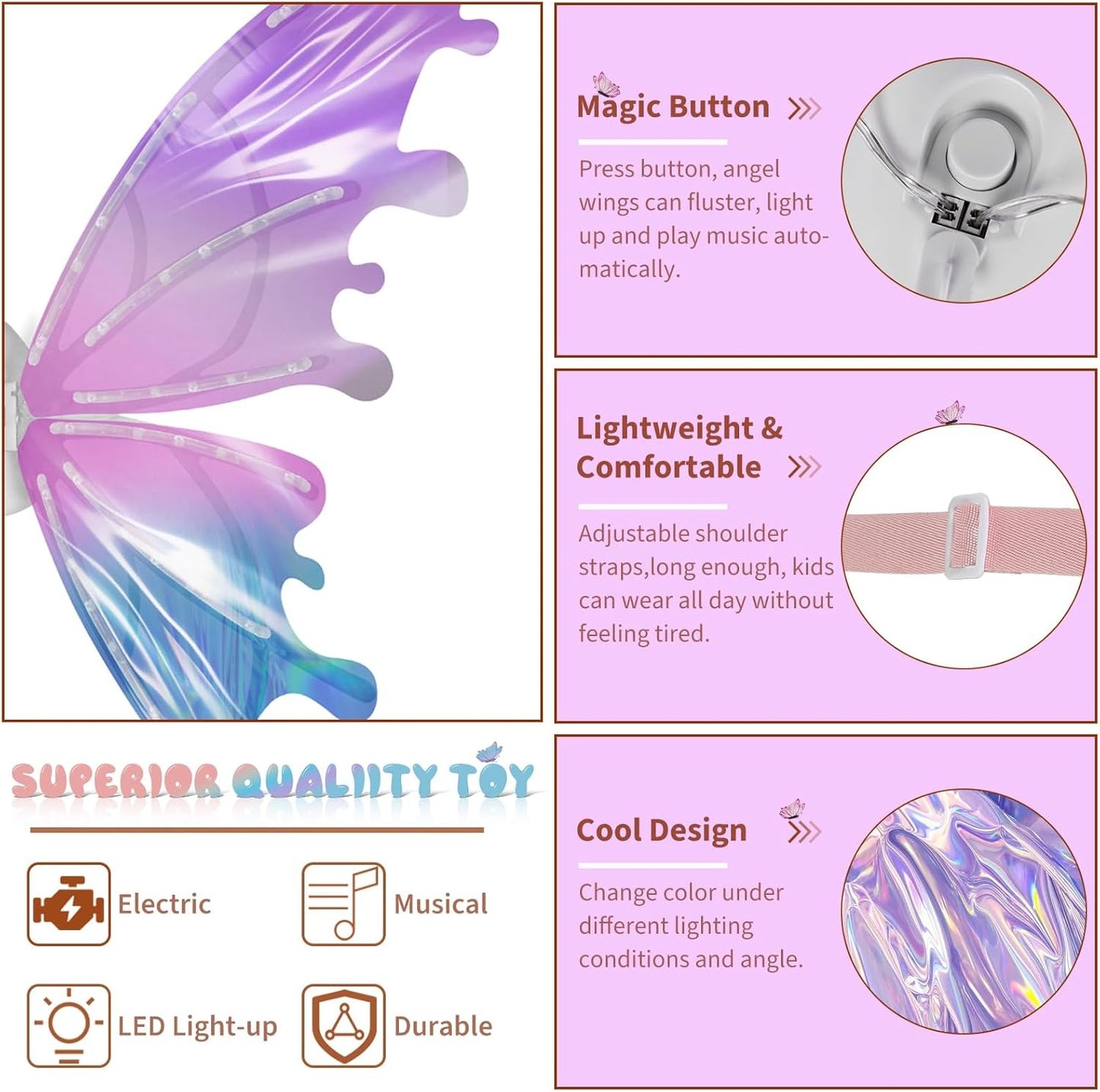 Electric Light-up Butterfly Wings For Christmas Gifts For Children and Pets