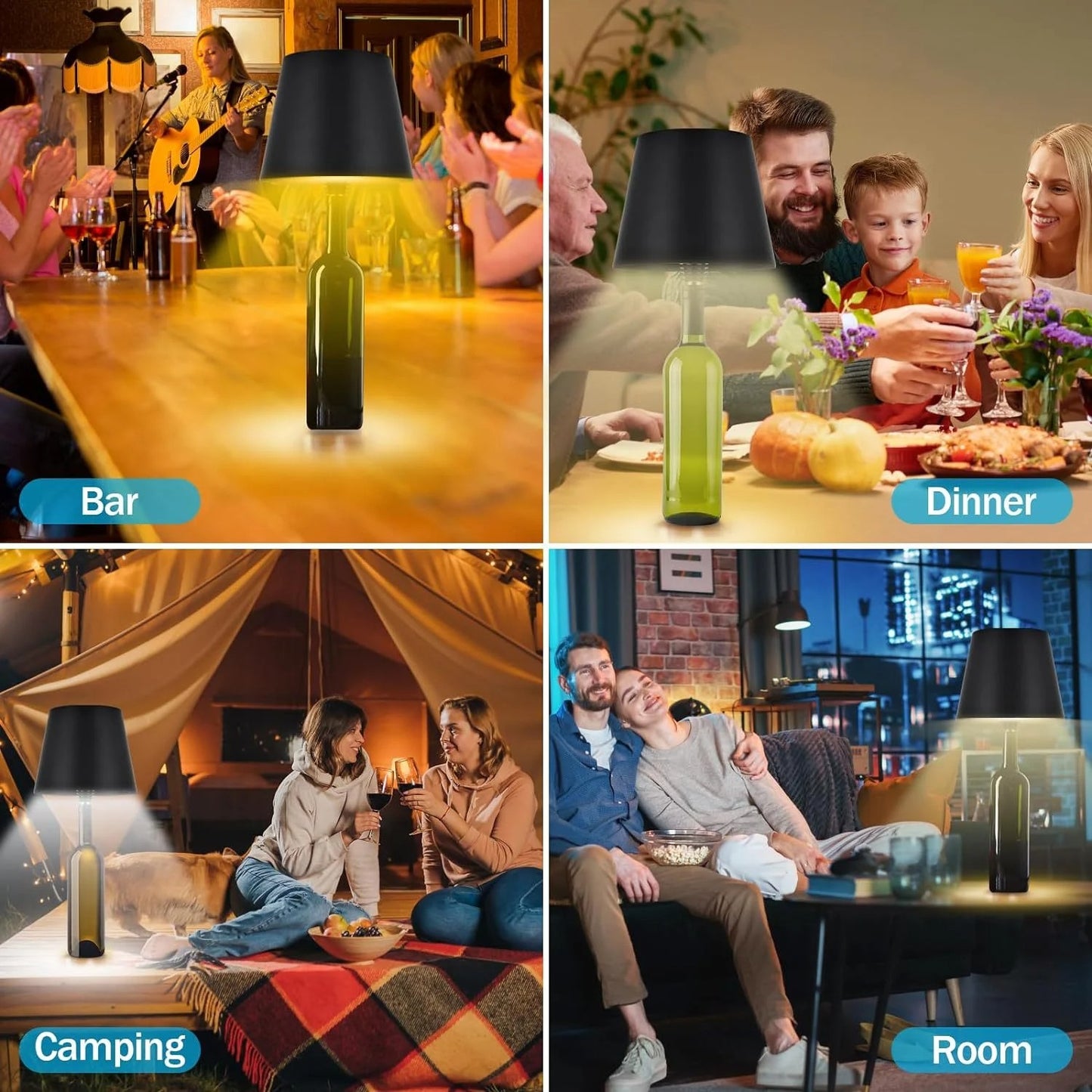 Wireless Bottle Lamp with RGB Lights