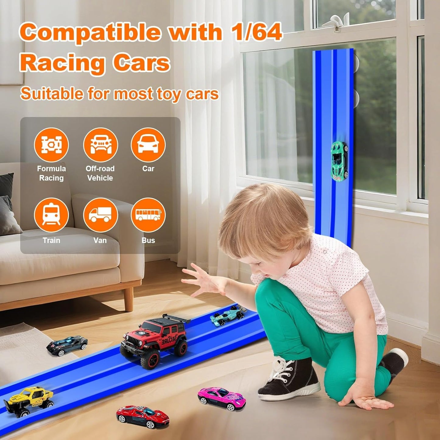 🏎️DIY Children's Alloy Car Suction Cup Race Track