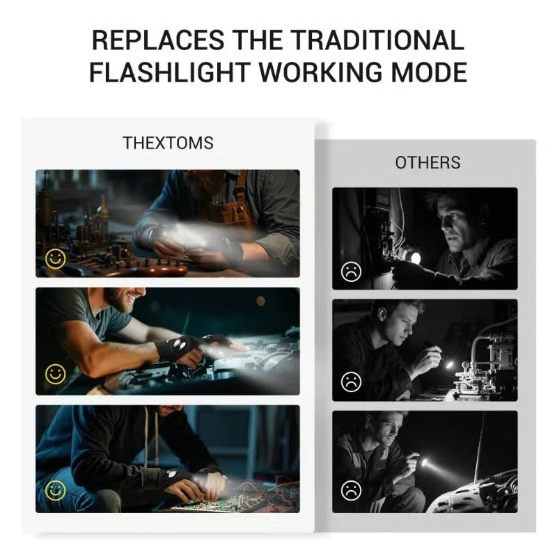 🔥🔥Hands-Free LED Half Finger Gloves