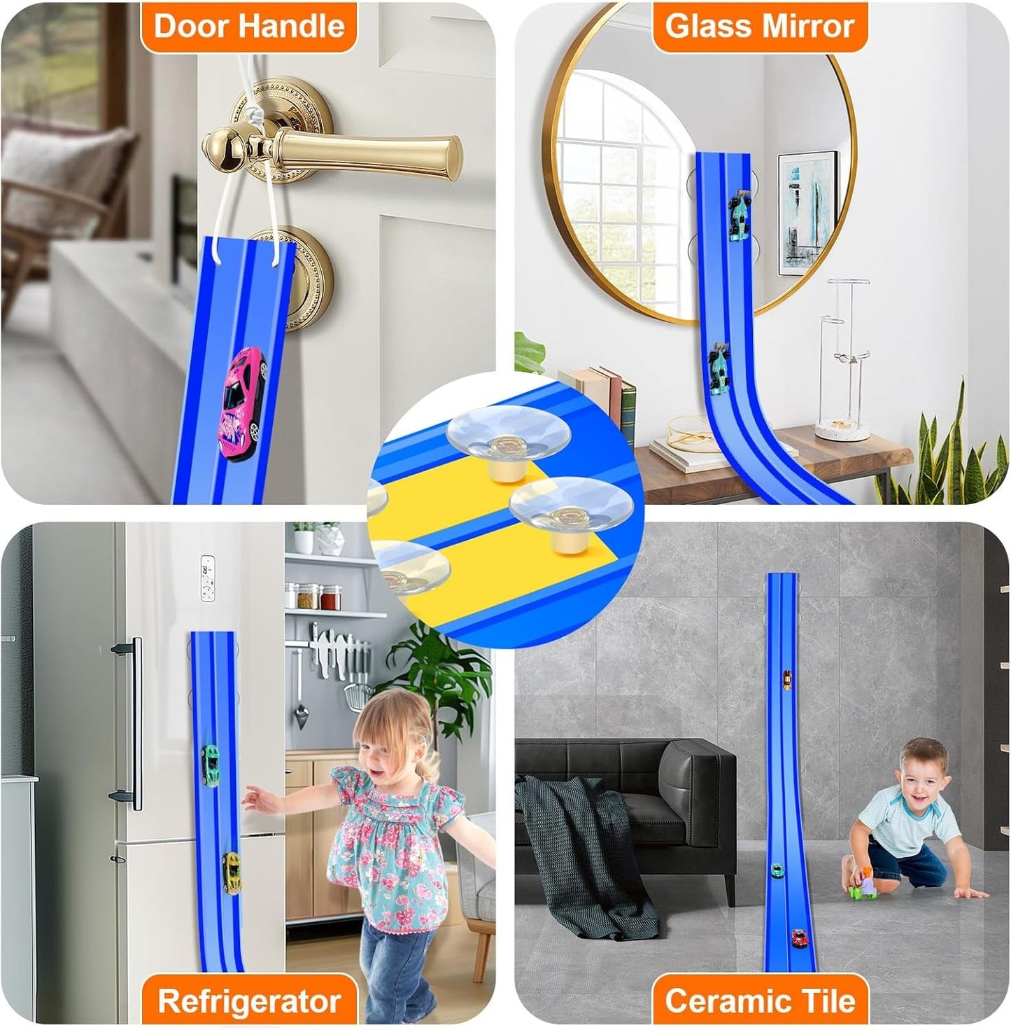 🏎️DIY Children's Alloy Car Suction Cup Race Track