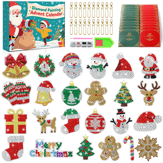 Diamond Painting Advent Calendar 2025 for Girls Kids 24 Days Christmas Countdown Calendar with Dimond Art Painting Kits Accessories for DIY Gem Keychains Crafts for Christmas Gift
