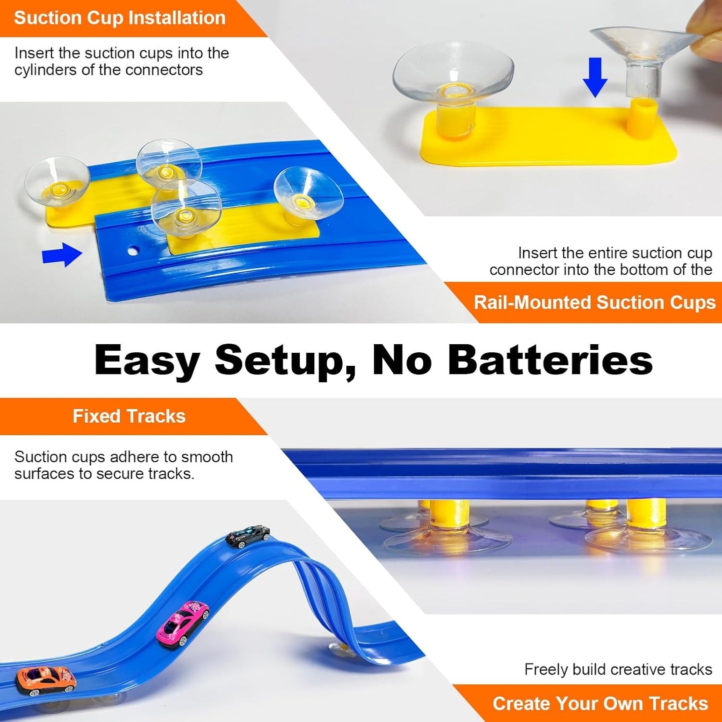 🏎️DIY Children's Alloy Car Suction Cup Race Track