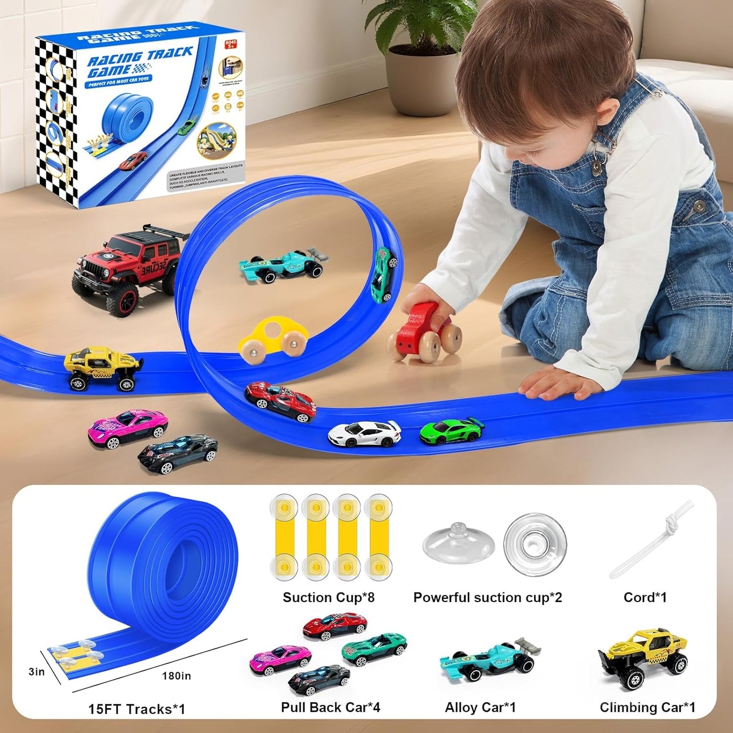 🏎️DIY Children's Alloy Car Suction Cup Race Track