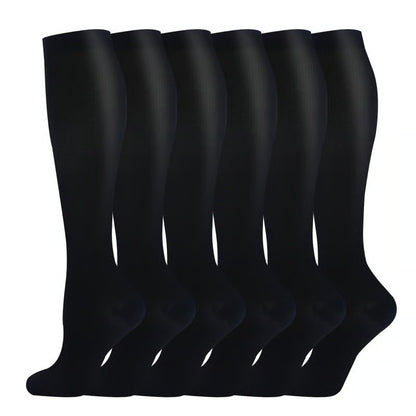 6 Pairs 15-20mmHg Graduated Support Knee High Socks