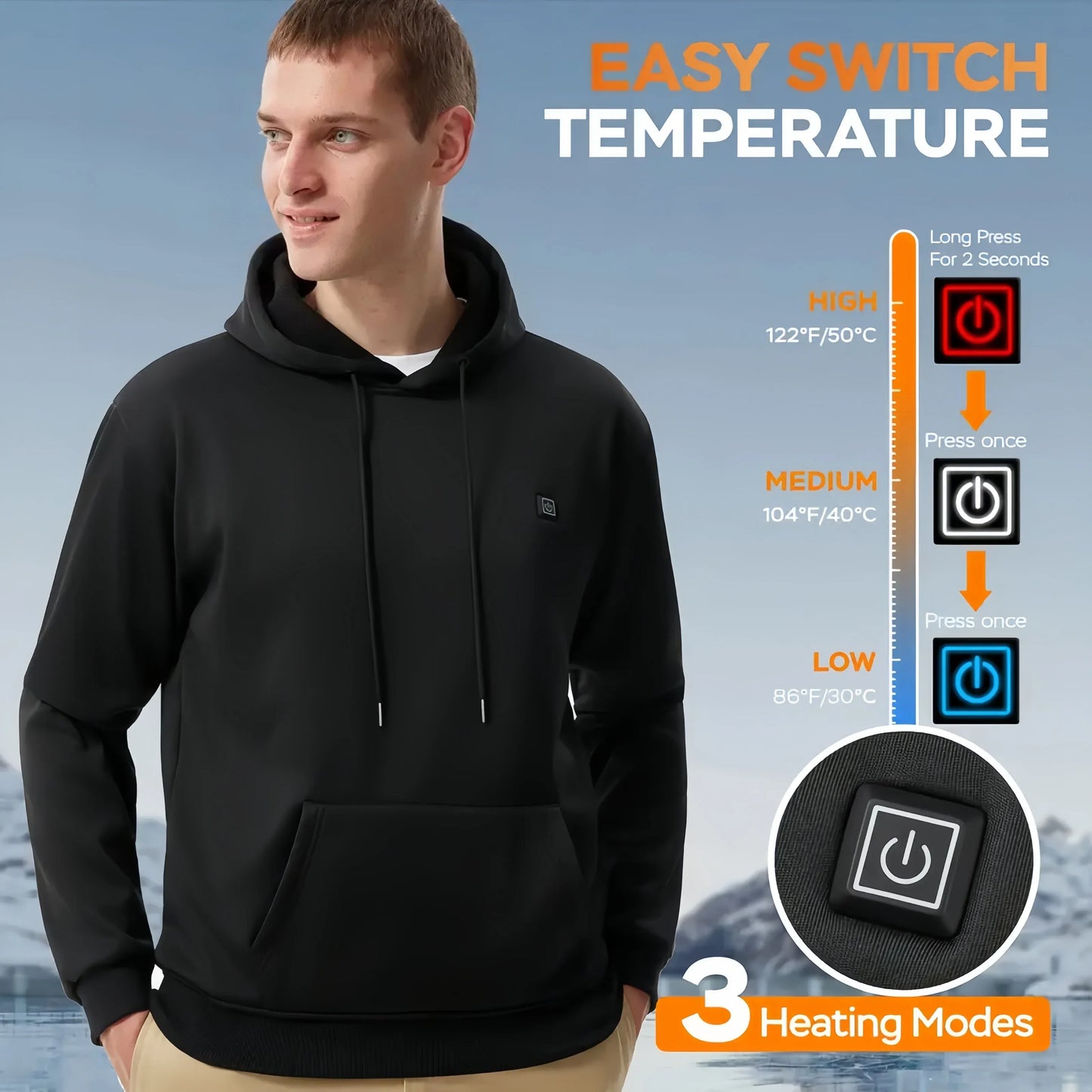 Electric Heating Sweatshirt with Fleece Lining
