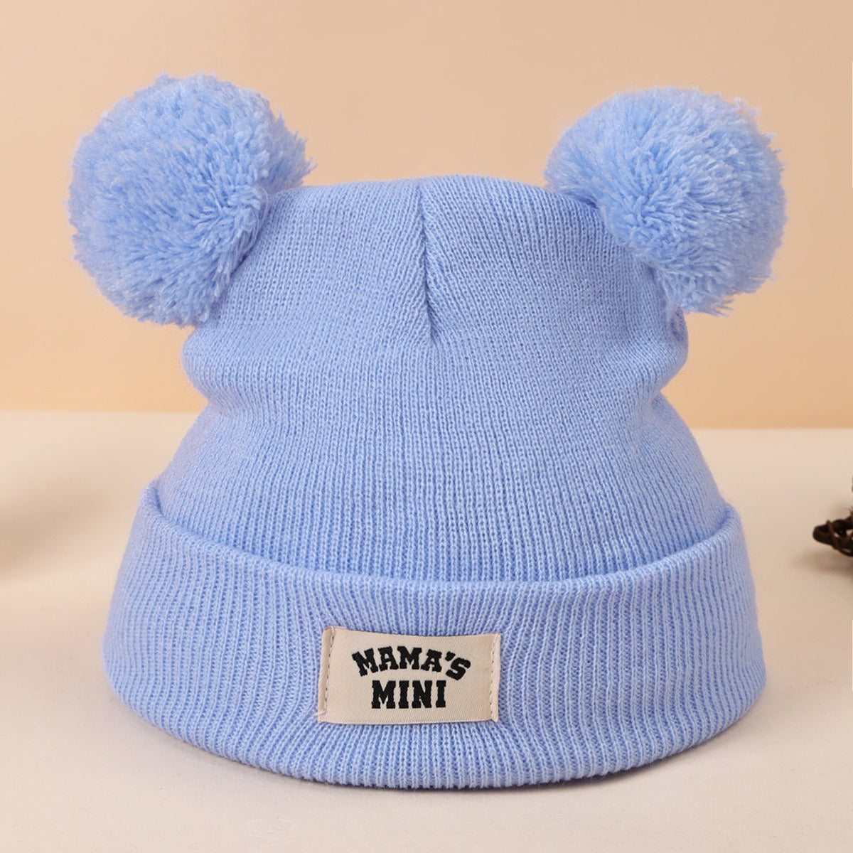 Embroidered Double Pom-pom Woolen Hat