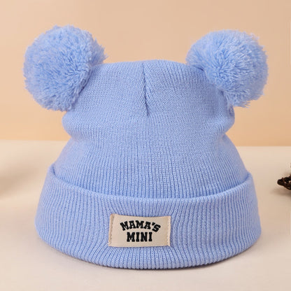 Embroidered Double Pom-pom Woolen Hat