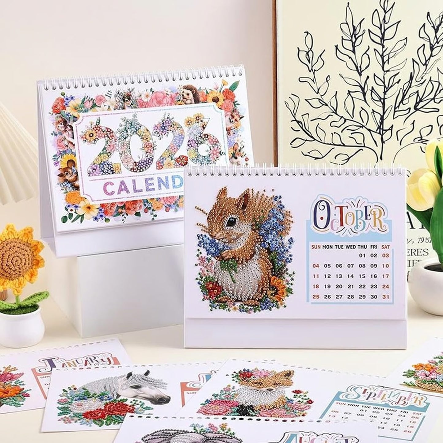 2026 Calendar Desk Calendar DIY Diamond Painting Art with Animals theme Calendar