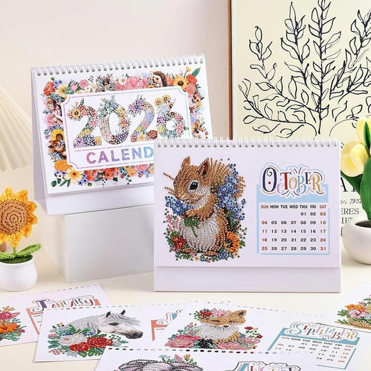 2026 Calendar Desk Calendar DIY Diamond Painting Art with Animals theme Calendar