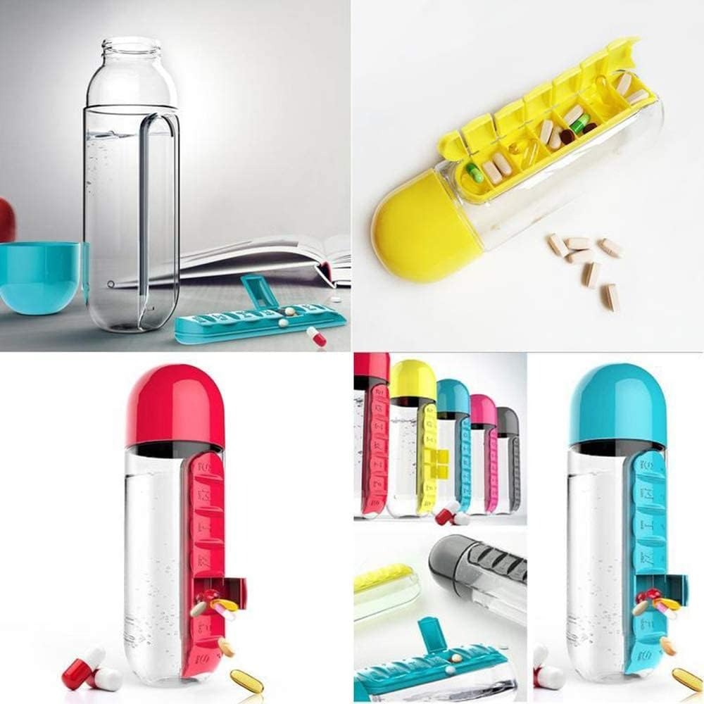 600ml 3-in-1 Portable Medication Dispenser Water Bottle