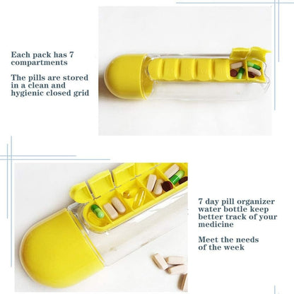 600ml 3-in-1 Portable Medication Dispenser Water Bottle