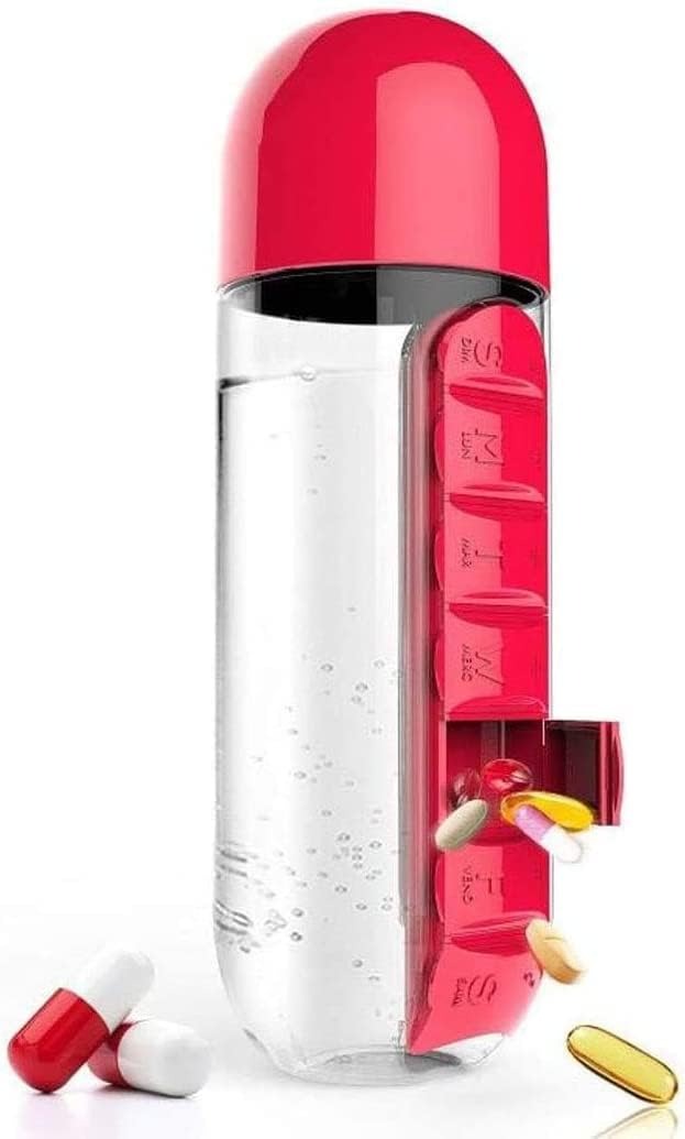 600ml 3-in-1 Portable Medication Dispenser Water Bottle