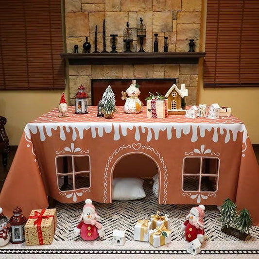 🎅 Gingerbread House Christmas Tablecloth