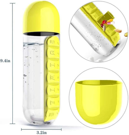 600ml 3-in-1 Portable Medication Dispenser Water Bottle