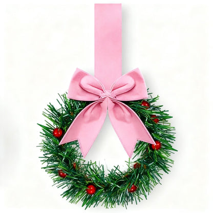 Christmas Kitchen Cabinet Wreaths with Ribbon