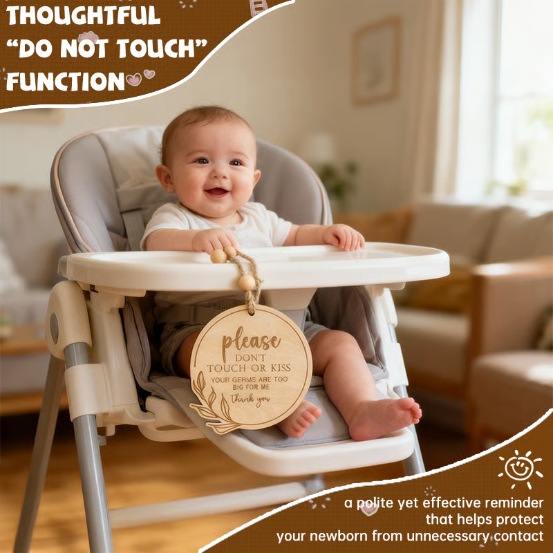 Wooden Card Please Do Not Touch or Kiss Baby Sign