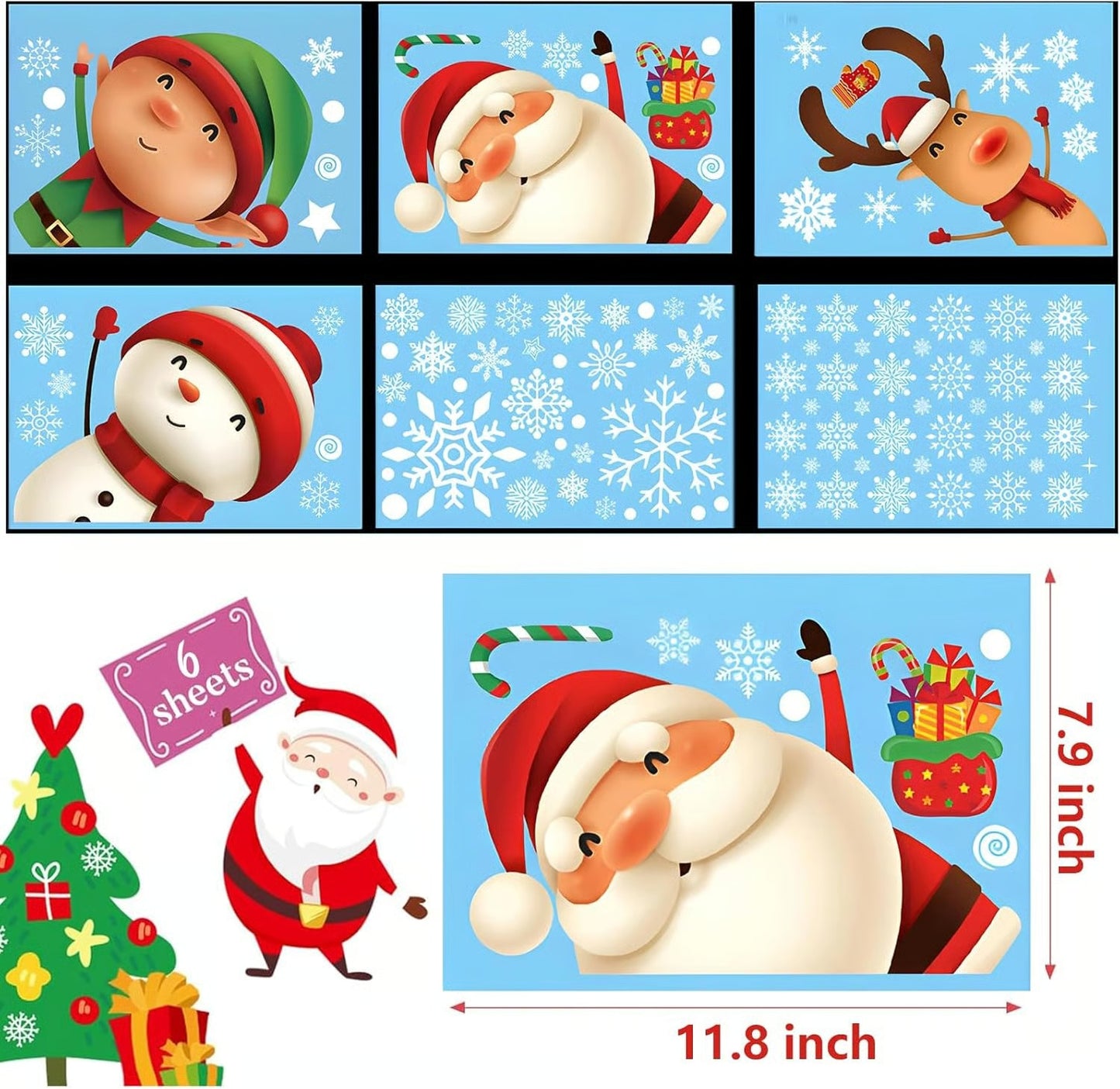 Santa Claus Reindeer Gift Window Decoration