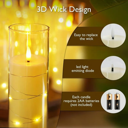 Flameless LED Candles with Embedded Star String