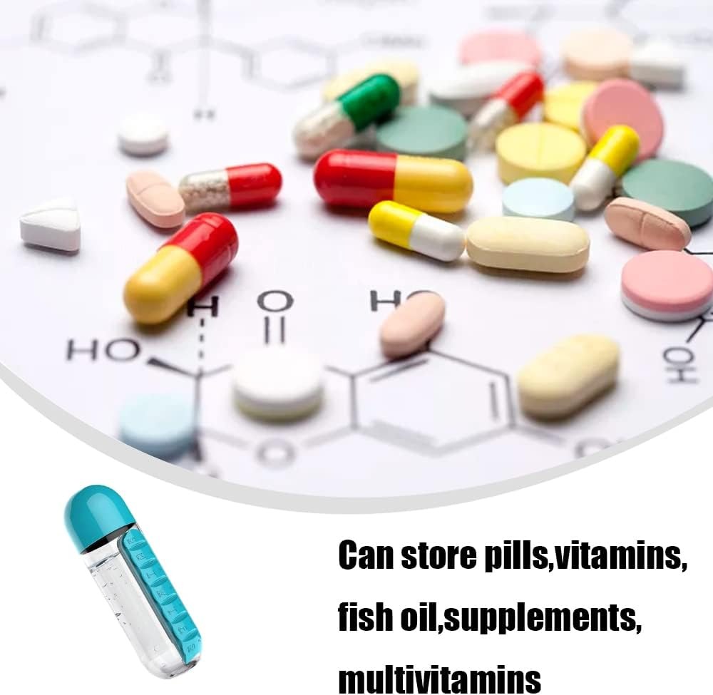 600ml 3-in-1 Portable Medication Dispenser Water Bottle