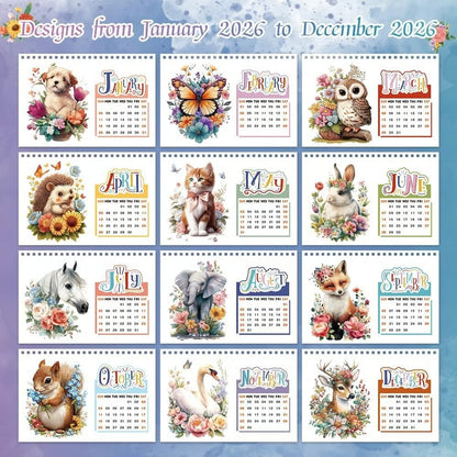 2026 Calendar Desk Calendar DIY Diamond Painting Art with Animals theme Calendar