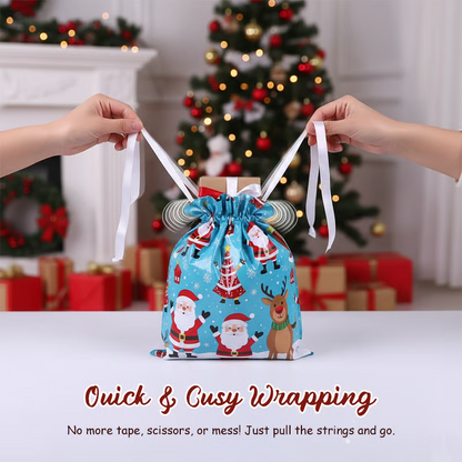Reusable Drawstring Christmas Gift Bags