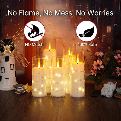 Flameless LED Candles with Embedded Star String