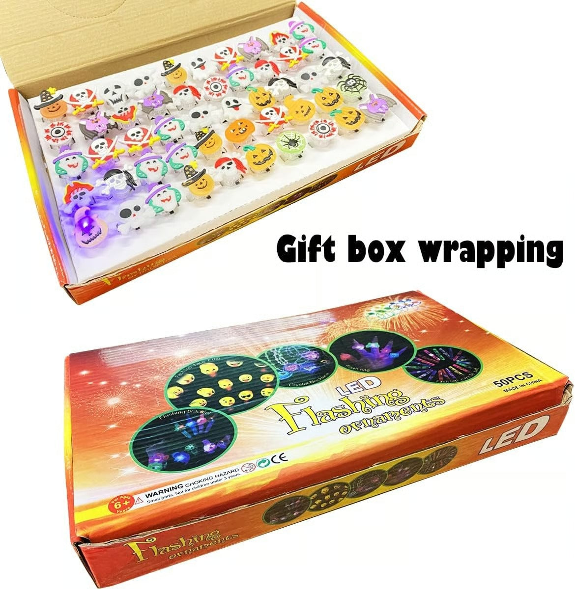 Halloween glow-in-the-dark rings（50 Pcs)