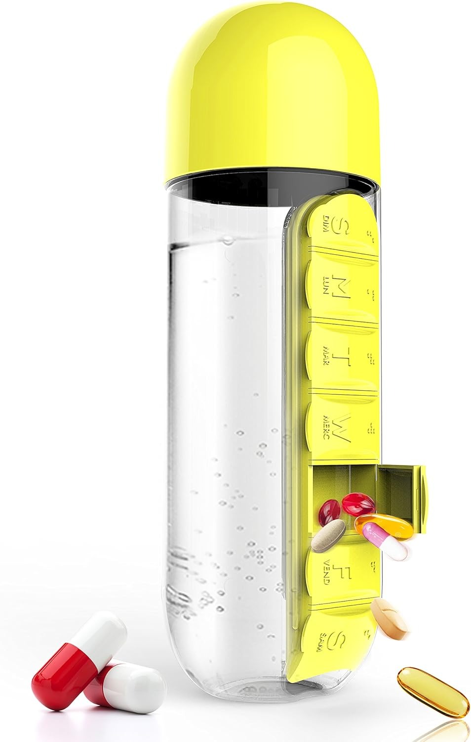 600ml 3-in-1 Portable Medication Dispenser Water Bottle