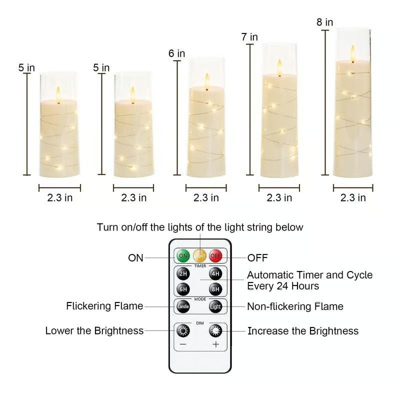 Flameless LED Candles with Embedded Star String