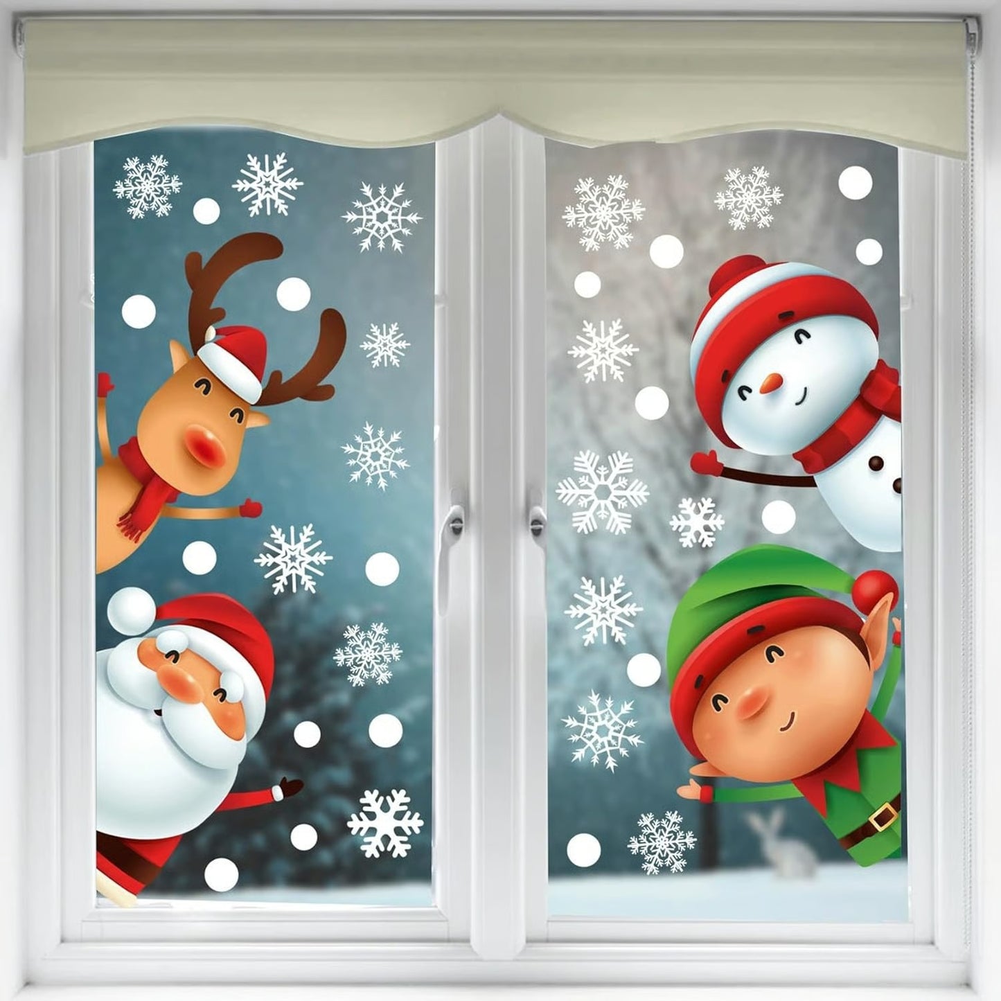Santa Claus Reindeer Gift Window Decoration