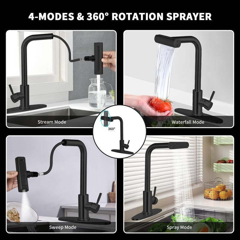 360° Rotating 4-in-1 Stainless Steel Kitchen Sink Faucet