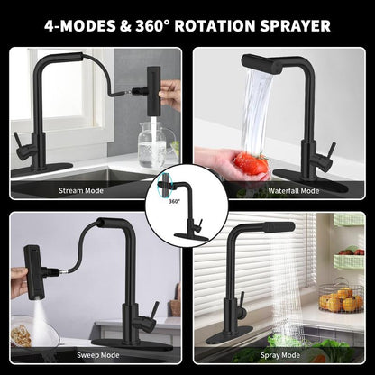 360° Rotating 4-in-1 Stainless Steel Kitchen Sink Faucet