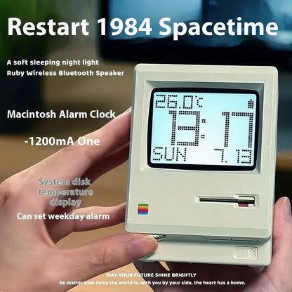 🕒 Retro Pixel Alarm Clock WB-8 (1984 Edition) - Mini Retro Computer Desktop Clock • USB-C Rechargeable